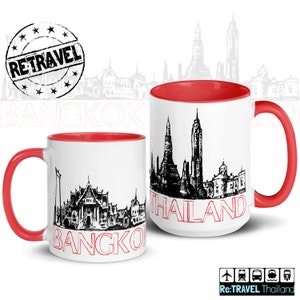 BANGKOK Thailand Skyline Kaffeetasse Bangkok Andenken Kaffee Liebhaber Reisebecher, Thailand Reise Andenken Tasse, Bangkok Geschenk Kaffeetasse
