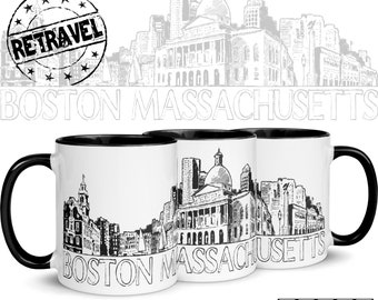 BOSTON Massachusetts City Skyline Coffee Mug Moving Away Gift, Expat Gift Hometown Mug, Hometown Gift Boston Coffee Mug, Boston MA Mug