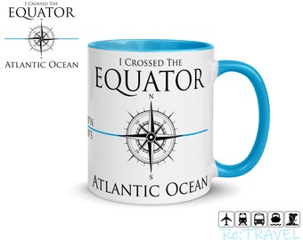ATLANTIC Ocean Equator Mug, Equator Crossing, Sailing Mug, Sailing Gift, Cruise Mug, Travel Souvenir, Cruise Gift, Travel Mug, Flying Mug