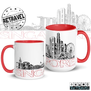 SINGAPUR Skyline taza de café Singapur recuerdo amante del café expatriado regalo taza de viaje, taza de recuerdo de viaje de Singapur, taza de café de regalo de Singapur