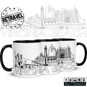 VIRGINIA BEACH Cityscape Skyline Coffee Mug Moving Away Gift Expat Gift Hometown Mug, Hometown Gift Virginia Beach VA Travel Coffee Mug Gift
