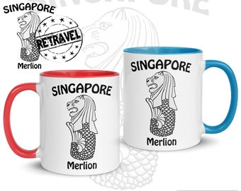 SINGAPORE MERLION Coffee Mug Singapore Souvenir Coffee Lover Travel Mug, Singapore Travel Souvenir Mug, Singapore Merlion Gift Coffee Mug