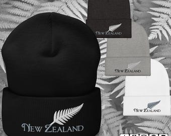 NEW ZEALAND Silver Fern Beanie Hat, NZ Gift Expat Gifts New Zealand Expat Gift, Silver Fern Kiwi Gift, New Zealand Kiwiana Kiwi Beanie