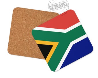 SOUTH AFRICA Flag Cork-back Coaster South Africa Coffee Lover Gift South African Travel Souvenir Expat Gift