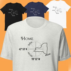 Tshirt BUFFALO New York pour expatrié Latitude Longitude GpS Cadeau Chemise maison Cadeau déménagement Chemise voyage Chemise Buffalo NY ville natale Cadeau expatrié