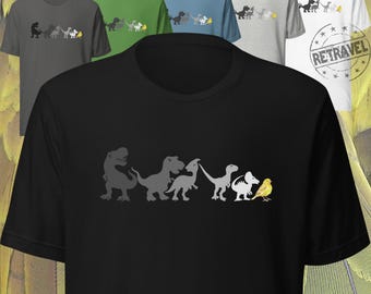 CANARISCHE evolutie dinosaurus shirt kanarie shirt parkiet shirt vogel minnaar cadeau vogel shirt voor vrouwen cadeau voor hem gele vogel shirt