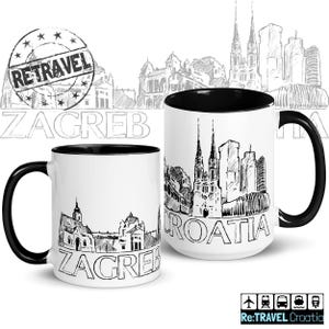 ZAGREB Croatia Skyline Coffee Mug Croatia Souvenir Coffee Lover Expat Gift Travel Mug Hrvatska Travel Souvenir Mug Croatia Gift Coffee Mug