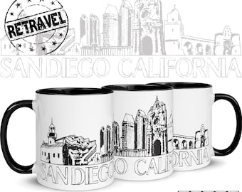 SAN DIEGO California Cityscape Skyline Coffee Mug Moving Away Gift Expat Gift Hometown Mug, Hometown Gift San Diego CA Travel Coffee Mug