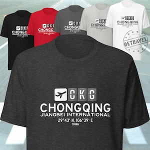 CHONGQING China International Airport Code Plane TShirt Chongqing Jiangbei Airport Shirt Plane Spotter Air Travel Chinese Airplane Shirt