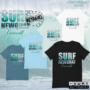 NEWQUAY Surf T Shirt, Surfer Gift, Cornwall England Surfing T Shirt, Surfing Shirt, Beach Lover Gift, Cornwall Travel Souvenir, Cornish Gift