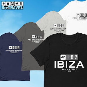 ANPASSAD resetröja FLYGPLATSKOD Anpassningsbar t-shirt Flygplatströja Flygresor Anpassad semestertröja Flygterminal Anpassad semestergåva