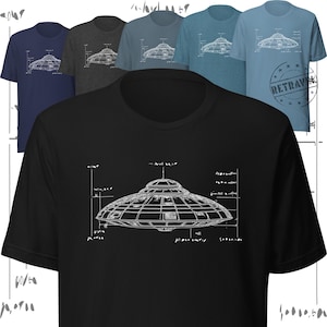 UFO Blueprint Shirt UAP Shirt Alien Conspiracy Theory Shirt Bob Lazar Style Shirt Spacecraft Blueprints Drawing UFO Tee Shirt Alien Shirt