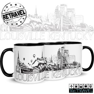 LOUISVILLE Kentucky Cityscape Skyline Coffee Mug Moving Away Gift Expat Gift Hometown Mug, Hometown Gift Louisville KY Travel Coffee Mug