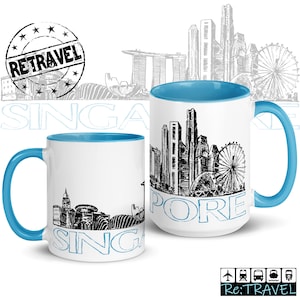 SINGAPUR Skyline taza de café Singapur recuerdo amante del café expatriado regalo taza de viaje, taza de recuerdo de viaje de Singapur, taza de café de regalo de Singapur