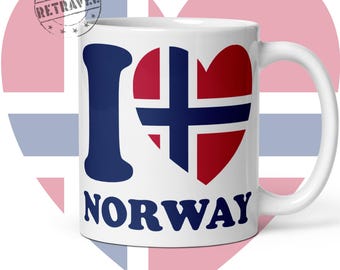 Norway Heart Mug I Love Norway Coffee Mug Norway Cruise Travel Souvenir Expat Coffee Lover Gift For Coffee Lover Norse Heritage Love Mug
