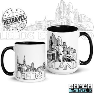 LEEDS England Skyline Yorkshire Tea Cup Yorkshire Gift Souvenir Coffee Lover Travel Mug UK British Gift England Coffee Mug