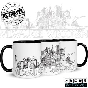 MILWAUKEE Wisconsin Cityscape Skyline Coffee Mug Moving Away Gift Expat Gift Hometown Mug, Hometown Gift Milwaukee WI Travel Coffee Mug
