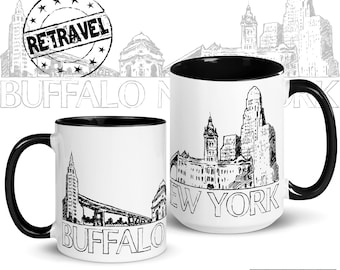 BUFFALO New York Skyline Coffee Mug Moving Away Expat Gift Hometown Mug, Hometown Gift Buffalo Coffee Mug, Buffalo NY Mug City Skyline Mug