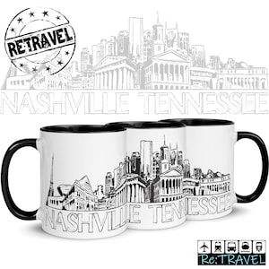 NASHVILLE Tennessee Cityscape Skyline Coffee Mug Moving Away Gift Expat Gift Hometown Mug, Hometown Gift Nashville TN Travel Coffee Mug