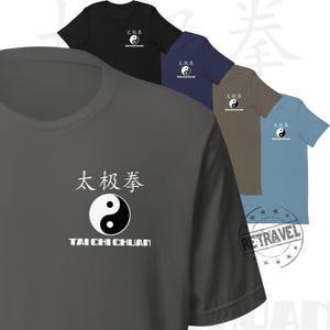 TAI CHI CHUAN Camicia Piccola Stampa Frontale Colori Scuri Camicia Arti Marziali Abbigliamento Tai Chi Camicia Yin Yang Regalo Tai Chi Abbigliamento Tai Chi