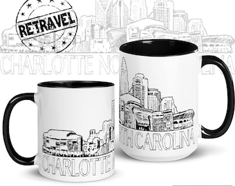 CHARLOTTE North Carolina City Skyline Coffee Mug Moving Away Expat Gift Hometown Mug, Hometown Gift Charlotte Coffee Mug, Charlotte NC Mug