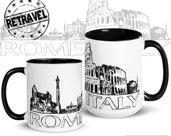 Caneca de café ROME ITÁLIA Skyline Caneca de viagem Itália Souvenir Coffee Lover Caneca de viagem Itália Souvenir de viagem Caneca Roma Itália Presente Caneca de café