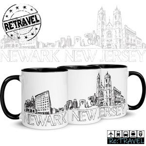 NEWARK New Jersey Cityscape Skyline NJ Coffee Mug Moving Away Gift Expat Gift Hometown Mug, Hometown Gift Newark NJ Travel Coffee Mug