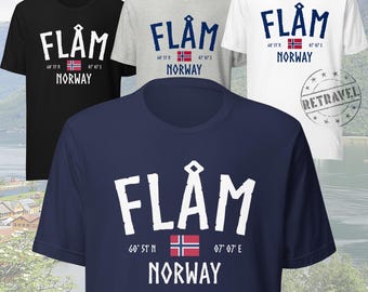 FLAM NORWAY Flåm Norge Travel Shirt Norway Shirt Norway Souvenir Norwegian Cruise Shirt Norway Genealogy Gift Norse Norge Heritage T Shirt