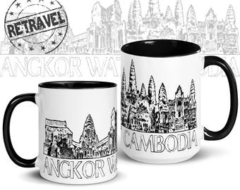 ANGKOR WAT Cambodja Skyline Koffiemok Cambodja Souvenir Koffieliefhebber Reismok Zuidoost-Azië Reizen Souvenir Mok SE Azië Gift Koffiemok