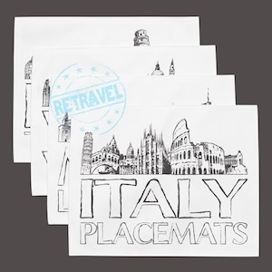 ITALY Cityscape Placemats Set Of 4 Kitchen Decor City Skyline Travel Placemats Italy Souvenir Pasta Night Placemats Italian Foodie Gifts