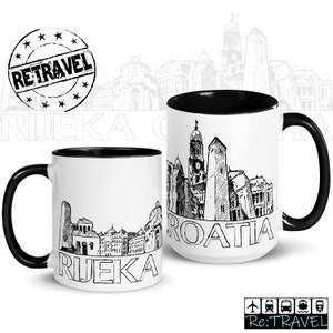 RIJEKA Croatia Skyline Coffee Mug Croatia Souvenir Coffee Lover Expat Gift Travel Mug Hrvatska Travel Souvenir Mug Rijeka Gift Coffee Mug