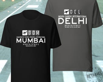 CUSTOM INDIA Airport Code Shirt Samolot TShirt Personalizowana koszulka z nadrukiem na lotnisko w Indiach Koszulka z nadrukiem na lotnisko w Indiach Koszulka z nadrukiem na lotnisko Koszulka z nadrukiem na samolot