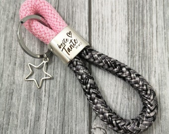 Keychain XXL made of sailing rope 'best aunt'