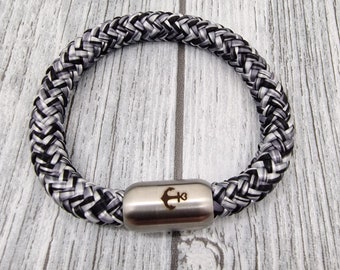 Bracelet, rope Bracelet, rope Bracelet, rope, rope, 8 mm, magnetic clasp, gray mottled