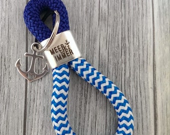 Keychain XXL made of sailing rope 'Sea.....'