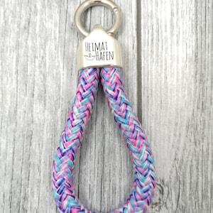 Keychain XL made of sailing rope home port