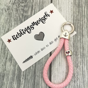 Kleiner Schlüsselanhänger aus Segelseil rosa