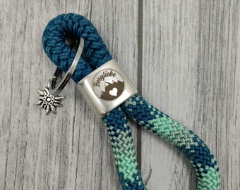 Key ring XXL made of sailing rope 'Mountain Love'