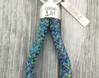 Keychain XL made of sailing rope Baltic Sea