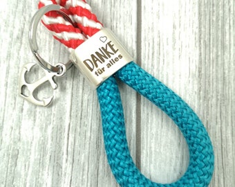 Keychain XXL made of sailing rope 'Thank you for everything'