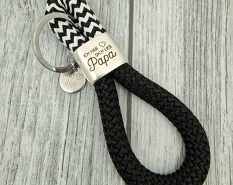 Keyring XXL made of sailing rope 'I love you Dad'