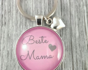 1 key fob ' best mama ' pink