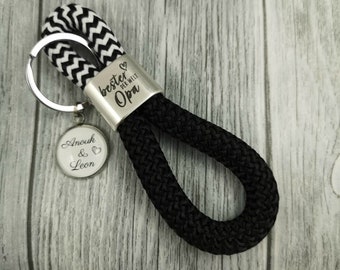 XXL key ring made of sailing rope 'best grandpa' with name
