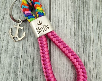 XXL key ring made of sailing rope Moin pink