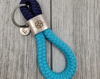 Keyring XXL made of sailing rope compass rose