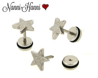 Fake plugs ear studs star silver