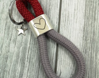 Key ring XXL made of sailing rope 'Heart'