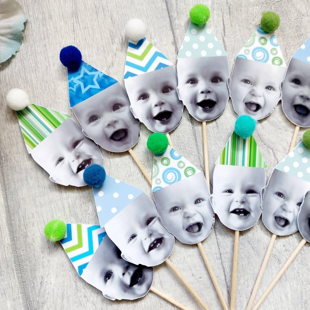 Photo Cupcake Toppers, Face Cake Toppers, Photo Cake Topper, Custom