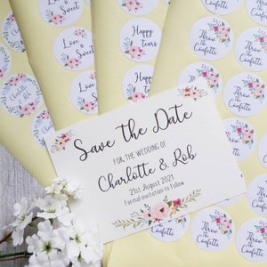 Wedding stickers, happy tears stickers, confetti stickers, personalised wedding stickers, love is sweet, sweet cart stickers, floral sticker