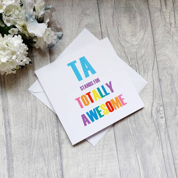 TA card. Teaching assistant card. Teacher card. End of year gift. Teacher gift. Teaching assistant. Rainbow gift